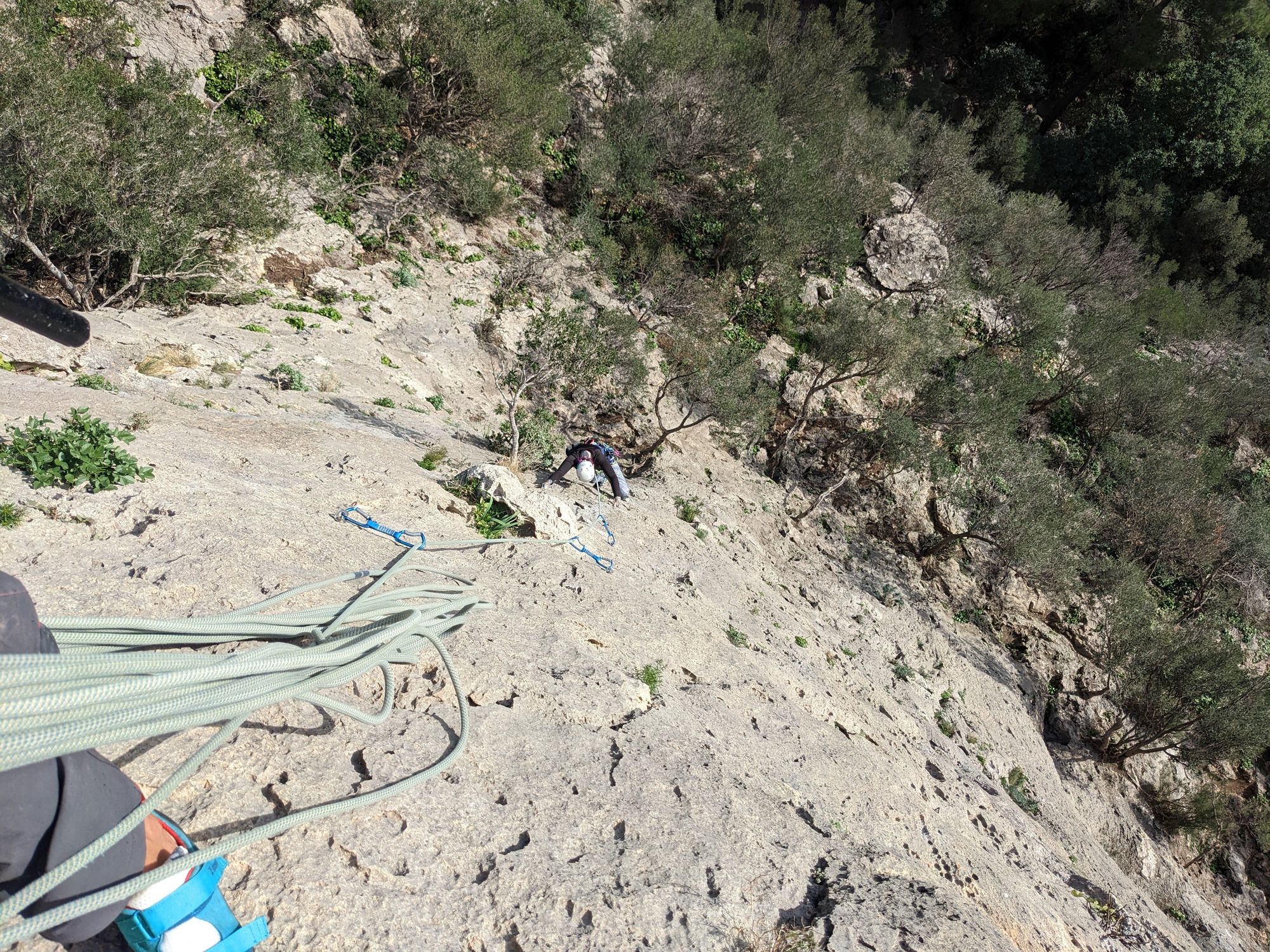 The multi pitch lines of Paret dels Coloms on Mallorca